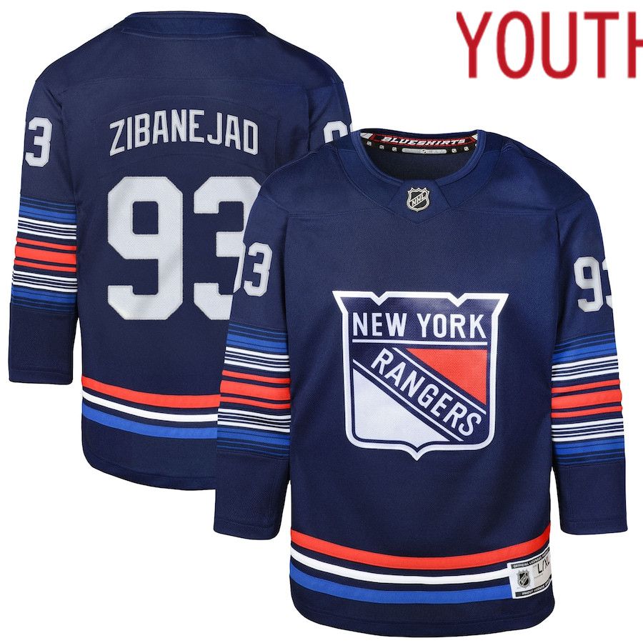 Youth New York Rangers 93 Mika Zibanejad Navy Alternate Premier Player NHL Jersey